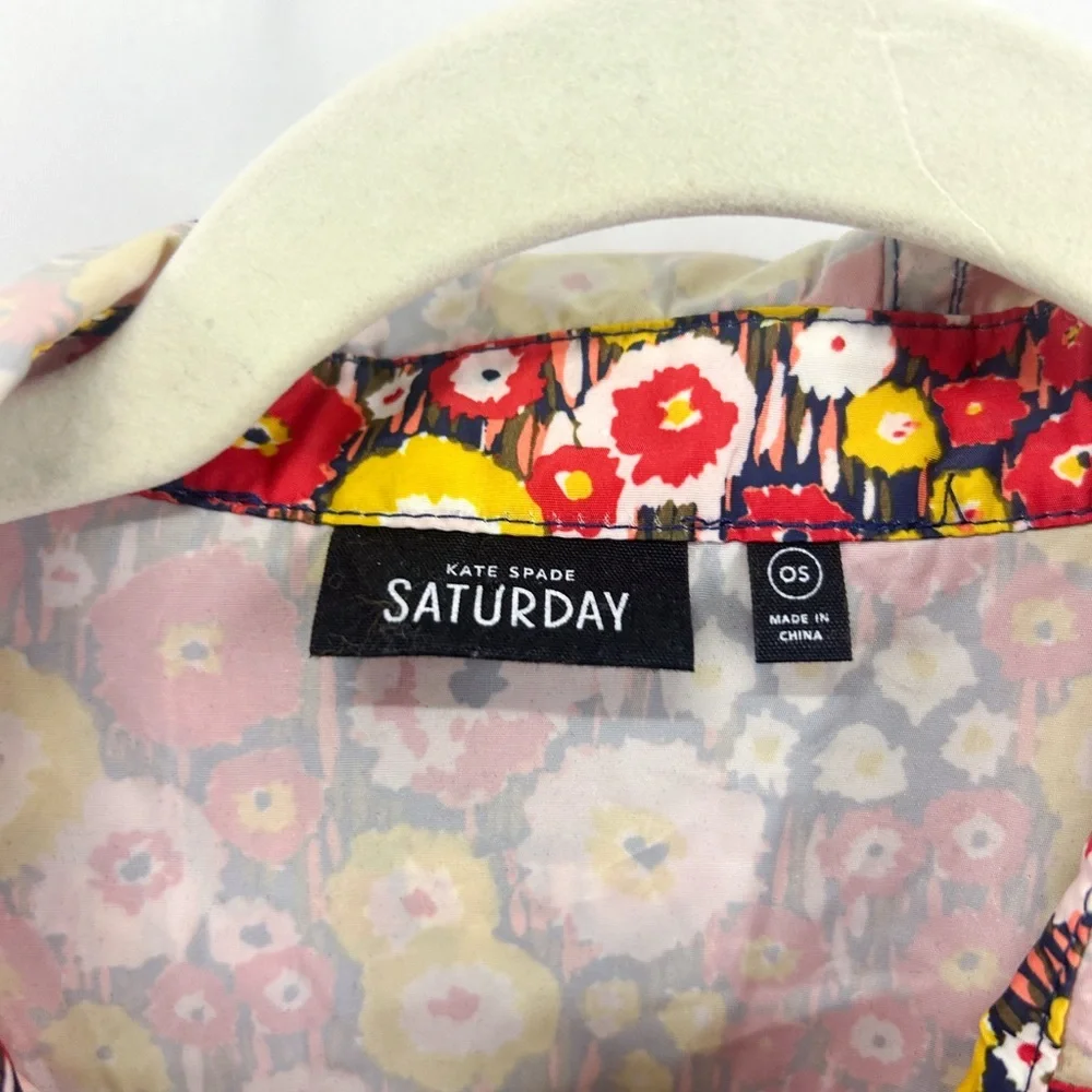 Kate Spade Saturday Red Floral Hooded Waterproof Rain Poncho Jacket